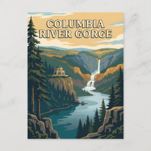 Columbia River Gorge Oregon Szenenbild Vintage Pos Postkarte