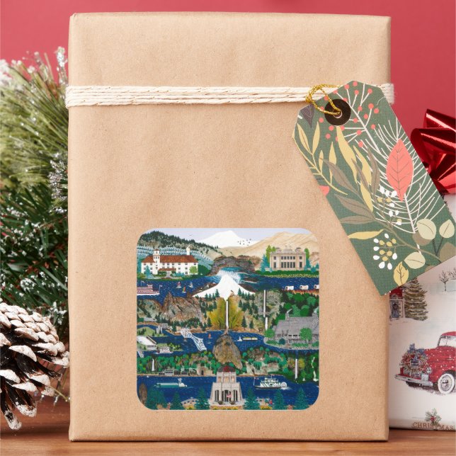 Columbia River Gorge Quadratischer Aufkleber (Feiertag)