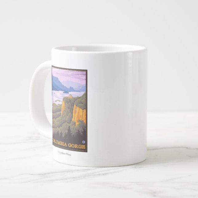 Columbia River Gorge Scene mit Crown Point Jumbo-Tasse (Vorderseite Links)