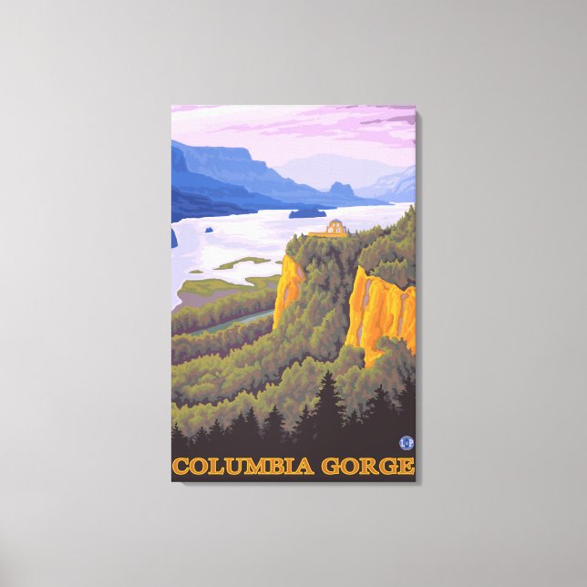 Columbia River Gorge Scene mit Crown Point Leinwanddruck (Vorderseite)
