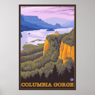 Columbia River Gorge Scene mit Crown Point Poster