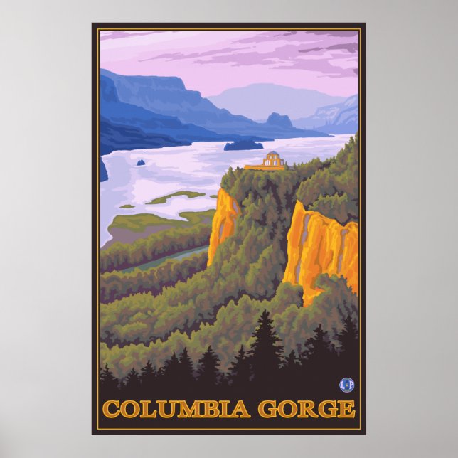 Columbia River Gorge Scene mit Crown Point Poster (Vorne)