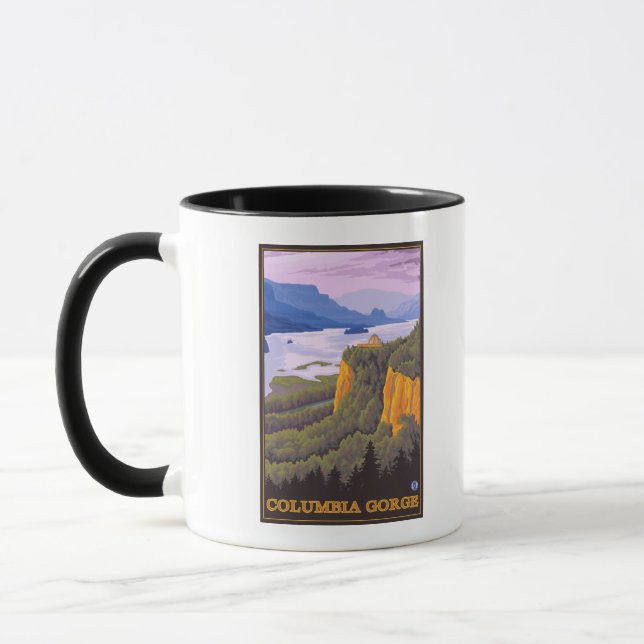 Columbia River Gorge Scene mit Crown Point Tasse (Links)