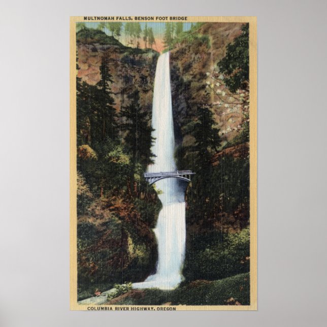 Columbia River, OR - Multnomah Falls und Benson Poster (Vorne)