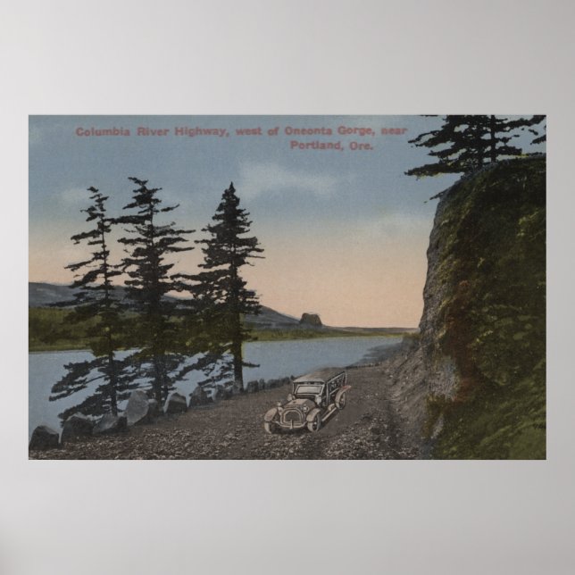 Columbia River, Oregon - Highway West of Oneonta Poster (Vorne)