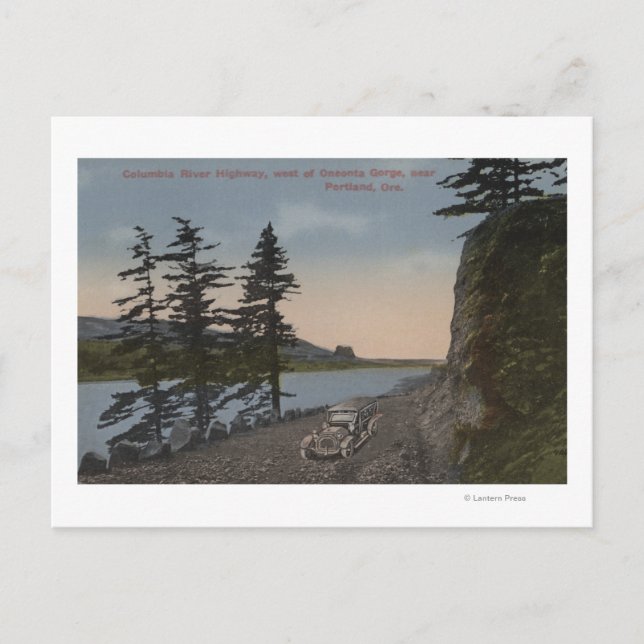 Columbia River, Oregon - Highway West of Oneonta Postkarte (Vorderseite)