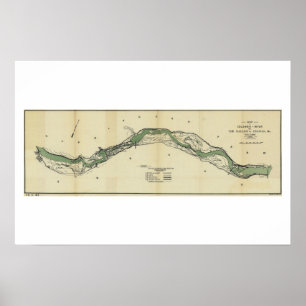 Columbia River Washington antike Karte Poster
