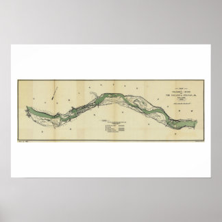 Columbia River Washington Antike Karte Poster