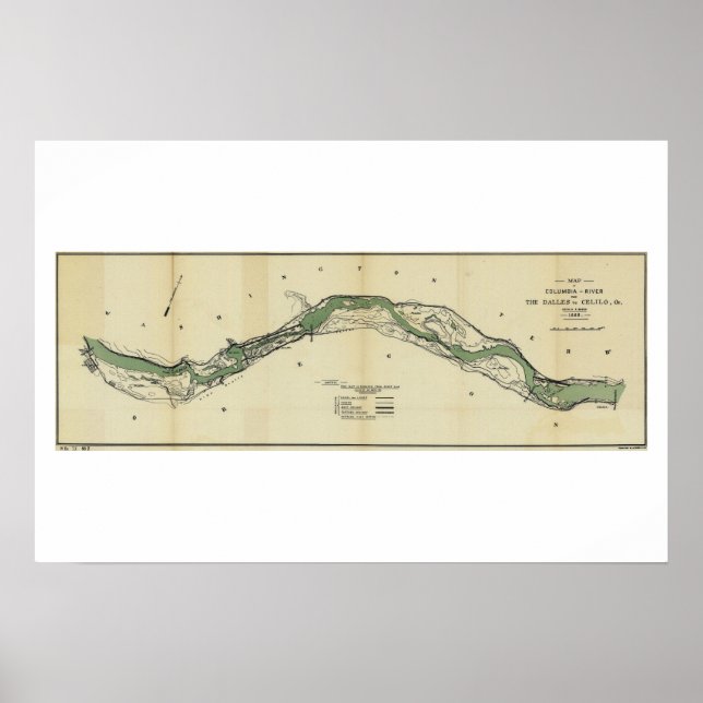 Columbia River Washington Antike Karte Poster (Vorne)