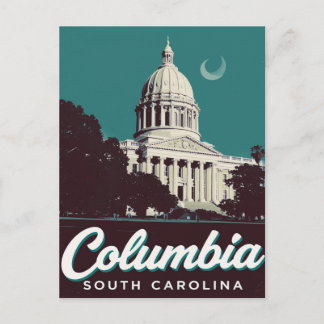 Columbia SC State House Kuppel Vintage Kunst Postkarte