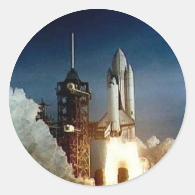 Columbia Shuttle Start Runder Aufkleber (Vorderseite)