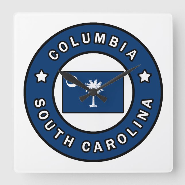 Columbia South Carolina Quadratische Wanduhr (Vorderseite)