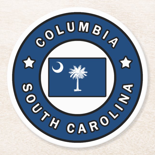 Columbia South Carolina Runder Pappuntersetzer (Vorderseite)