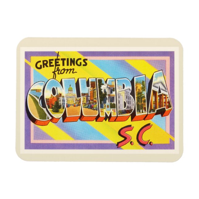 Columbia South Carolina SC Vintage Travel Postcard Magnet (Horizontal)