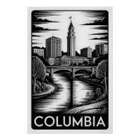 Columbia South Carolina Schwarz Weiß Holzschnitt