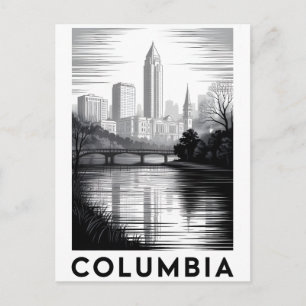 Columbia South Carolina Schwarz Weiß Holzschnitt Postkarte