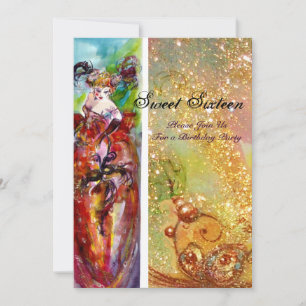 COLUMBINE, 16 . Geburtstag-Masquerade-Party, gelb Einladung