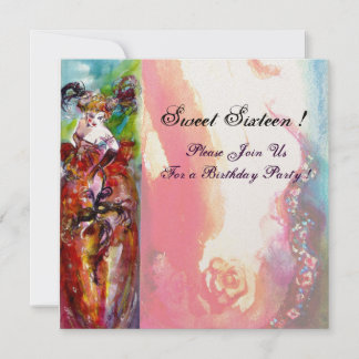 COLUMBINE, 16 . Geburtstag Masquerade Party, Gold Einladung