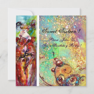 COLUMBINE, 16 . Geburtstag Masquerade Party, rot b Einladung