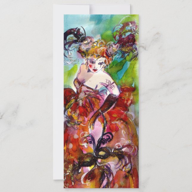 COLUMBINE, Mardi Gras, Sweet 16 Masquerade Party Einladung (Vorderseite)