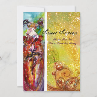 COLUMBINE, Mardi Gras, Sweet 16 Masquerade Party Einladung