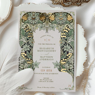 Columbine Morris viktorianische Vintage-Hochzeit Folieneinladung