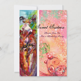 COLUMBINE, Sweet 16 Masquerade Party, rosa Gold Einladung