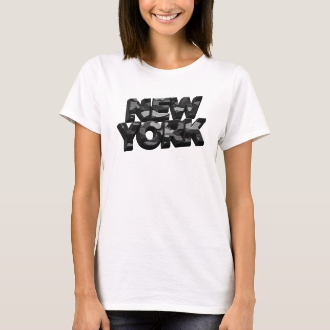Columbit NEW YORK 3D-Textart T-Shirt (Vorderseite)