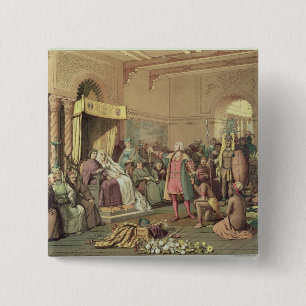 Columbus am Königshof von Spanien in Barcelona Button