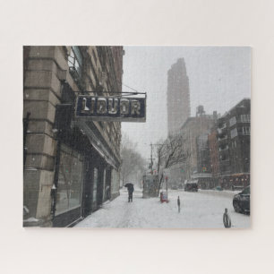 Columbus Avenue Liquor Store NYC Snowstorm Winter Puzzle