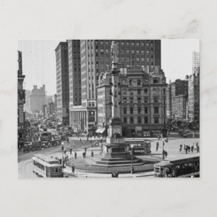 Columbus Circle Vintage Glasdia Postkarte