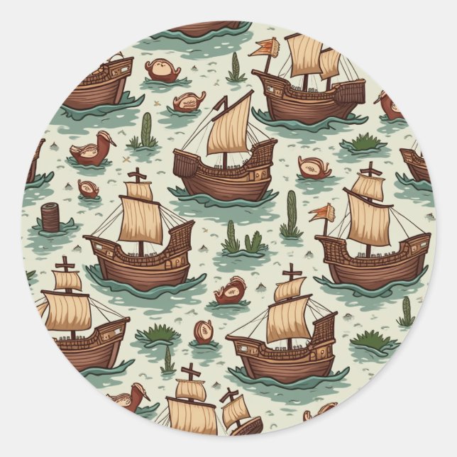 Columbus Day Runder Aufkleber (Vorderseite)