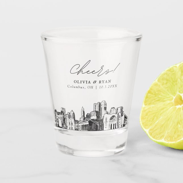 Columbus Gastgeschenk Hochzeit Personalisiert Chee Schnapsglas (Vorderseite)