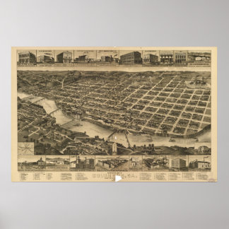Columbus Georgia 1886 Antike Panoramakarte Poster