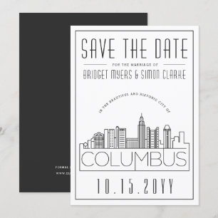 Columbus Hochzeitsdeko Style Skyline Save-the-Date Einladung