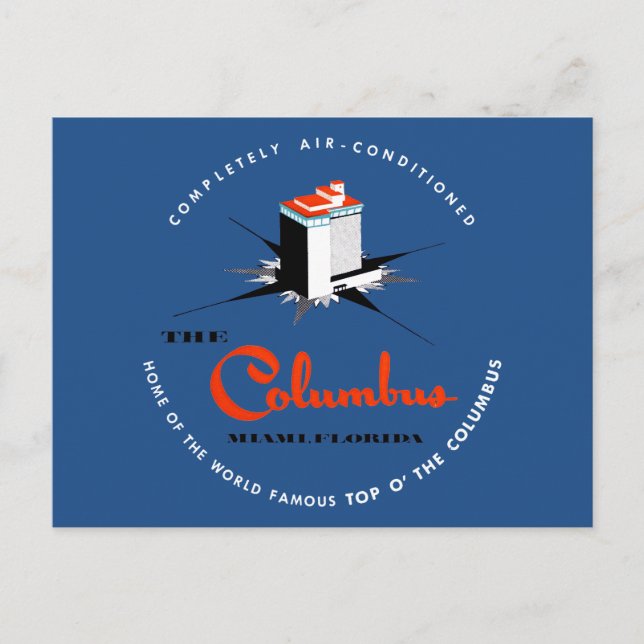 Columbus Hotel Miami Florida Postkarte (Vorderseite)