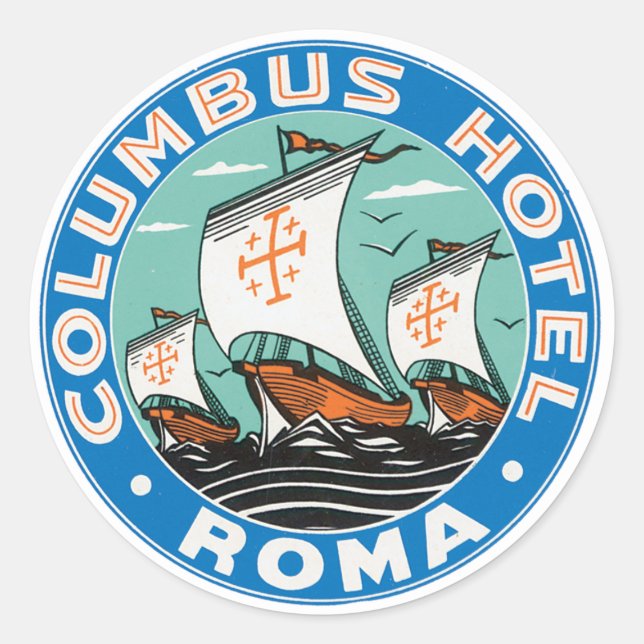 Columbus Hotel Roma Runder Aufkleber (Vorderseite)