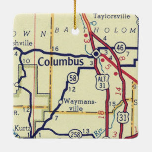 Columbus in Vintager Karte Keramikornament