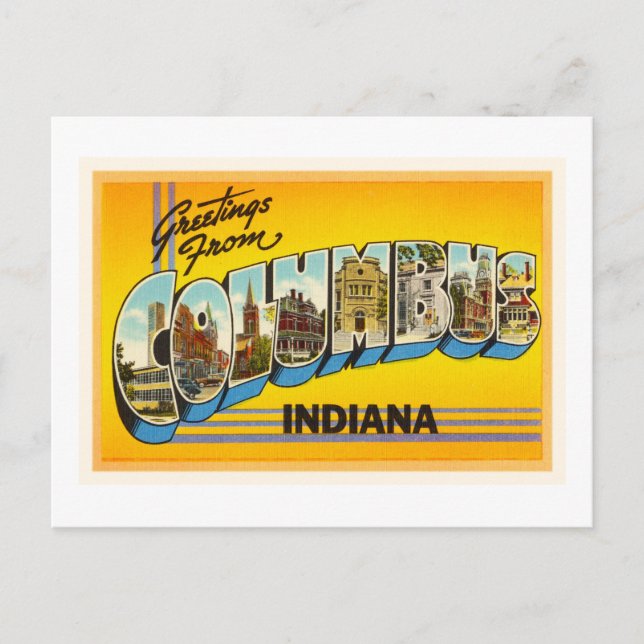 Columbus Indiana in Old Vintage Reise Souvenir Postkarte (Vorderseite)