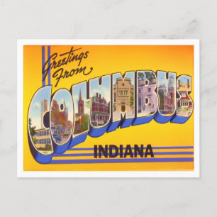 Columbus, Indiana Vintage-Ansichtskarte mit großen Postkarte