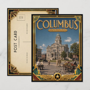 Columbus Indiana Vintage Art Deco Golden Age Postkarte