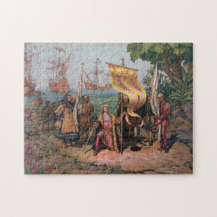 Columbus Landing in America Painting (1892) Puzzle