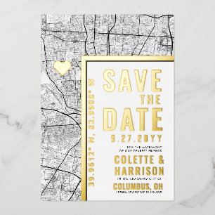 Columbus Love Locator   Hochzeit Save the Date Folieneinladung