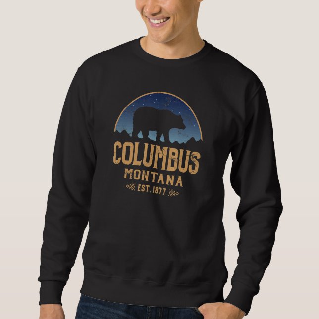 Columbus Montana MT Big Sky Country Bear & Mountai Sweatshirt (Vorderseite)