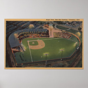 Columbus, OH- - Antenne des roten Vogel-Baseballs Poster