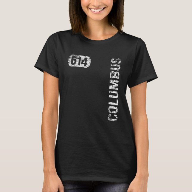 Columbus Ohio 614 Bereichscode Vintag Retro T-Shirt (Vorderseite)