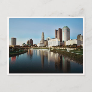 Columbus Ohio bei Dämmerung Downtown Scioto River Postkarte