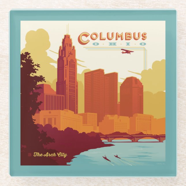 Columbus Ohio | Die Stadt Arch Glasuntersetzer (Vorderseite)