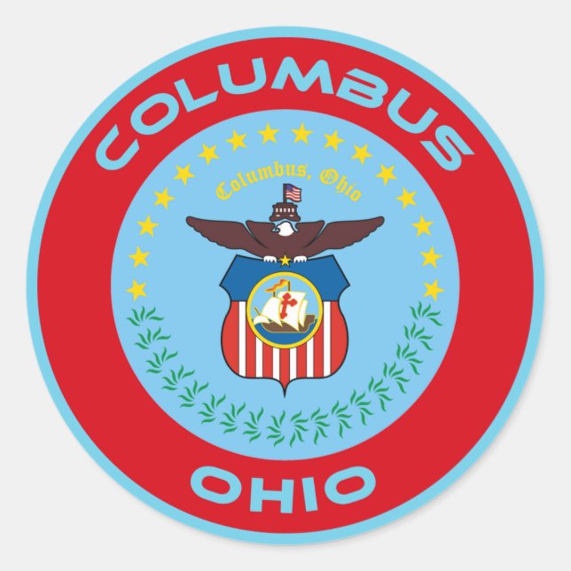 Columbus Ohio Flag Siegel Runder Aufkleber (Vorderseite)