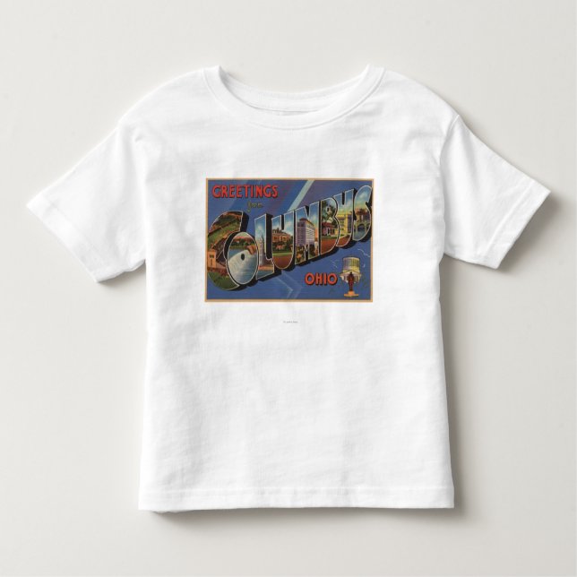 Columbus, Ohio - große Buchstabe-Szenen Kleinkind T-shirt (Vorderseite)